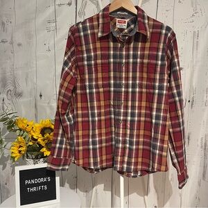 Wrangler Mens Plaid Shirt Size L Preowned